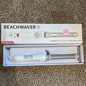 The Beachwaver Co. S1 Ceramic Rotating Curling Iron - White and Silver